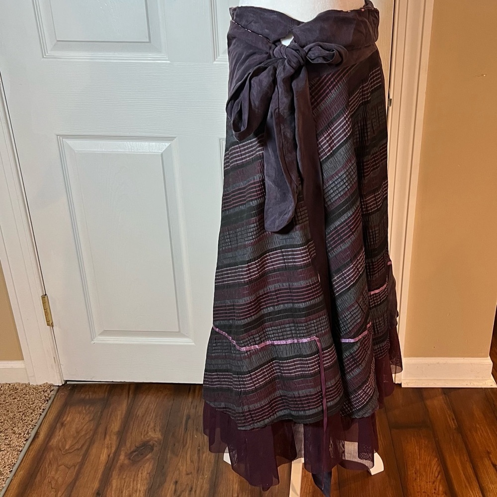 Annah Stratton Women's One Size Two Sided Purple Pink Wrap Skirt Tulle - Picture 5 of 9